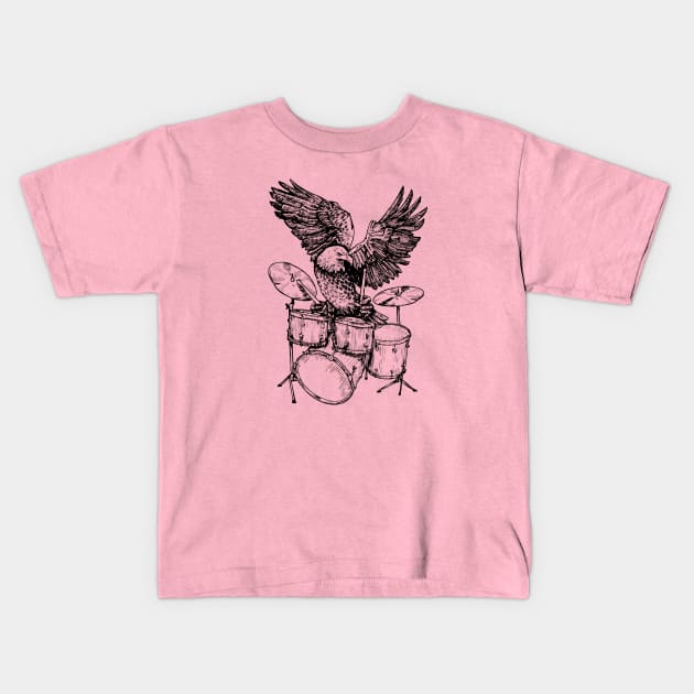 SEEMBO Eagle Playing Drums Musician Drummer Drumming Band Kids T-Shirt by SEEMBO